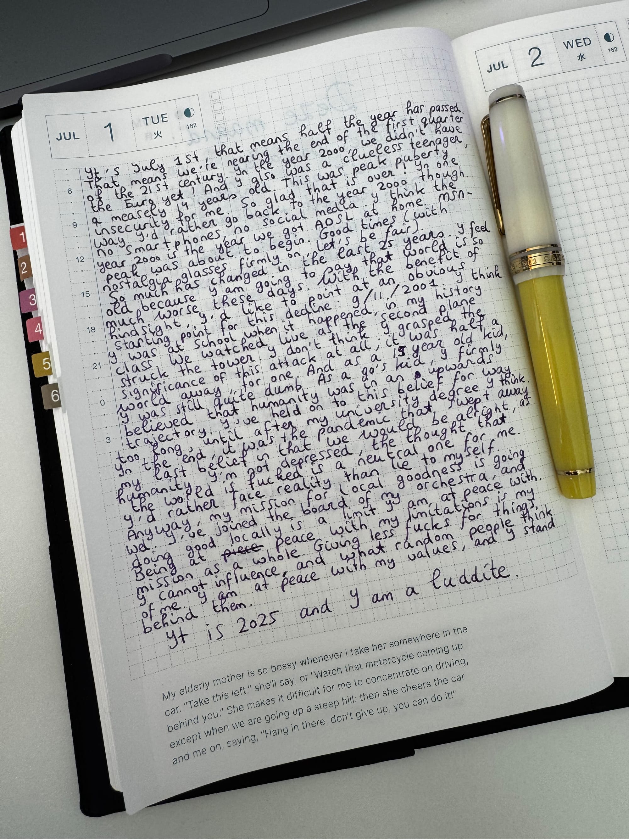 The diary entry. The text I wrote is the text that is in the blog post!