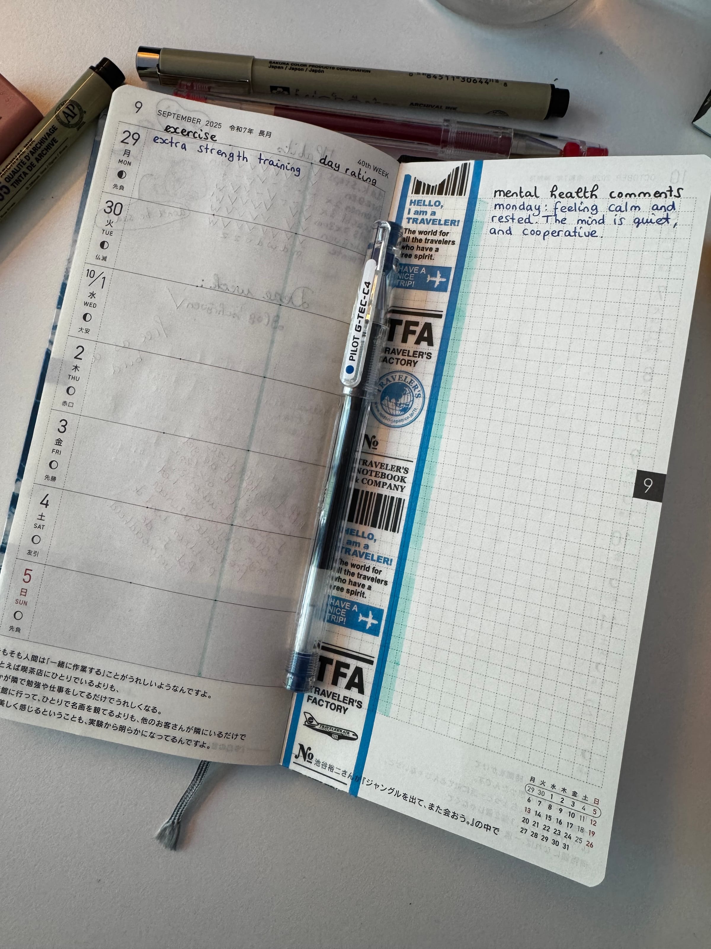 Trying out health tracking spreads in the Hobonichi Weeks
